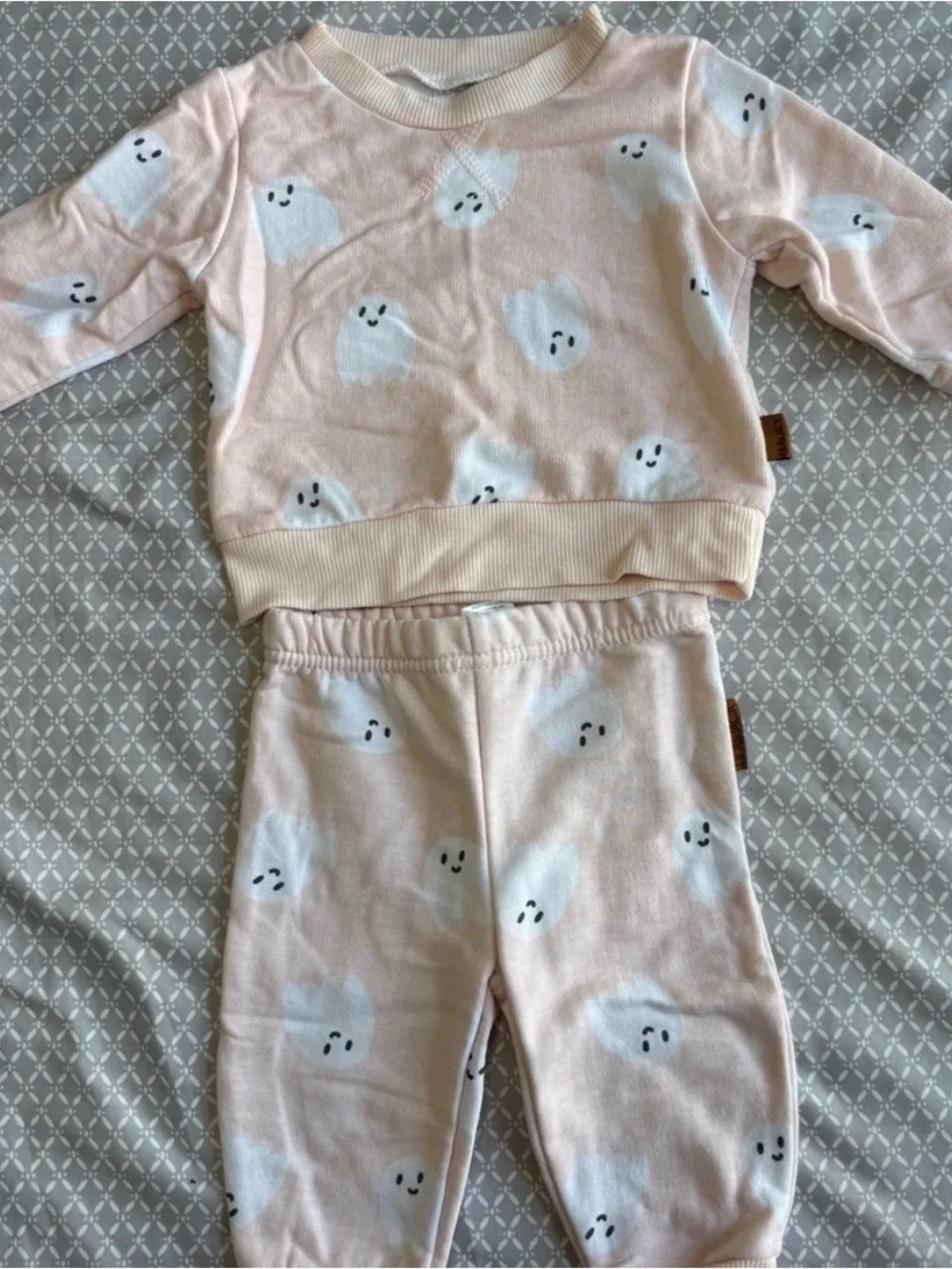 Kids Pink Ghost Print Pajama Set - 3-6 Months